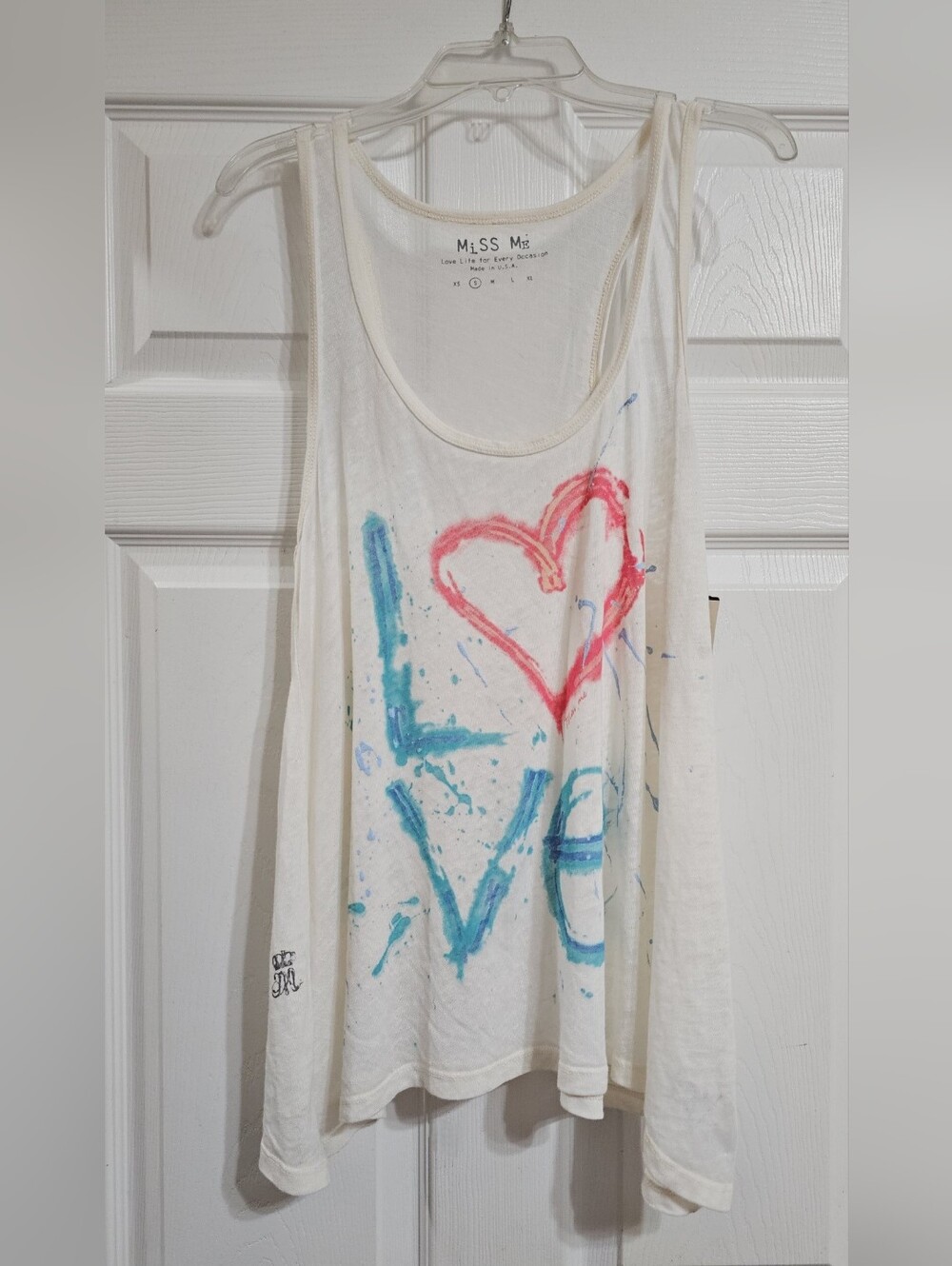 Miss Me Burnout Tank with Pink and Blue Heart LOVE Graphic